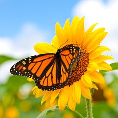 Naklejka premium Monarch butterfly on sunflower (7)