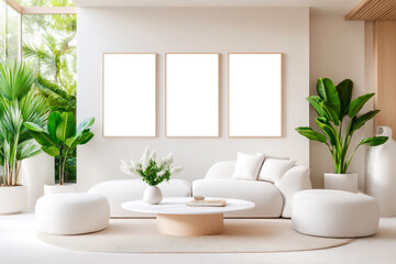 Fototapeta premium A sophisticated modern living room with a textured sofa