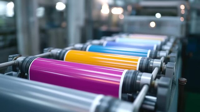 High &ndash; Speed Offset Printing Press in Action with Color Units