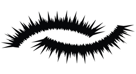 Abstract black and white illustration of two curved shapes with spiky edges.