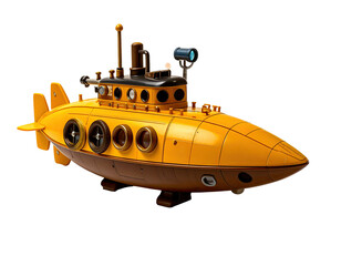 Yellow steampunk submarine, detailed design