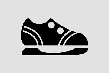 Minimalist Black Ice Skate Icon on Light Gray Background