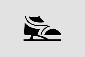 Minimalist Black Ice Skate Icon on Light Gray Background