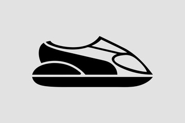Minimalist roller skate vector icon featuring sleek silhouette with wheels, perfect as a logo or symbol for sport, footwear, motion or minimalist design branding use.
