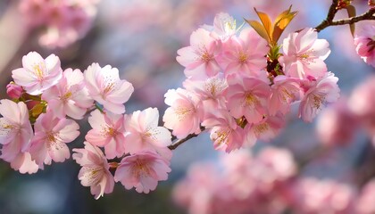 Naklejka premium delicate pink cherry blossoms in full bloom spring floral photography