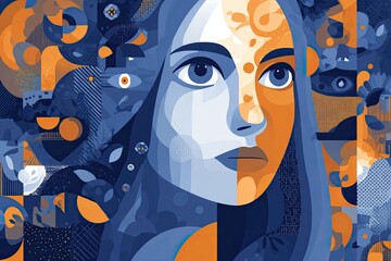 Woman's face, abstract art