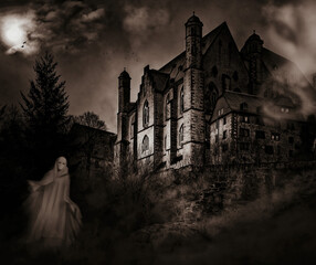 Obraz premium gothic girl in the graveyard