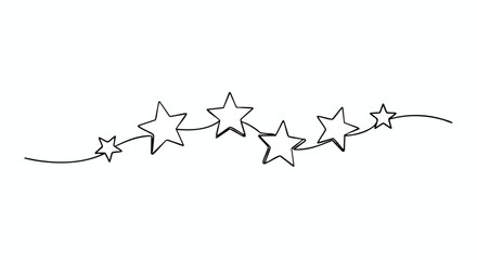 A simple line drawing of a series of stars connected by a curved line.