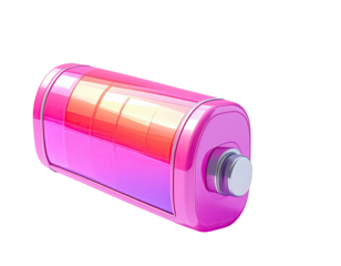 3D rendering of a vibrant pink battery with charging progress