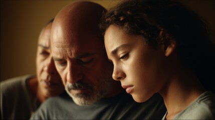 Obraz premium Parents compassionately comfort their crying child in an emotional moment of support and love during a quiet afternoon at home