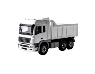 White dump truck, front view, studio shot (1)