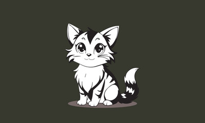 Cat cartoon, coloring page for children drawing education