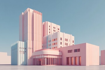 Pastel-colored architectural complex