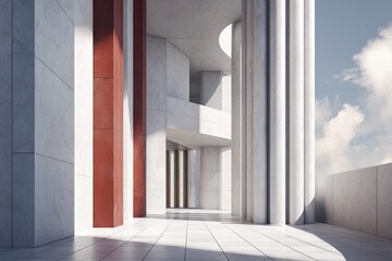 Modern concrete architectural walkway