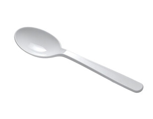White plastic soup spoon, simple and clean design