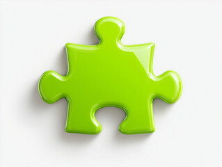 Obraz premium 3D green jigsaw puzzle piece isolated on pure white background