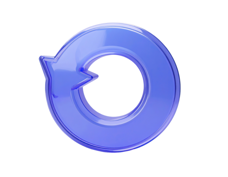 Glossy, vibrant purple/blue circular arrow, looping