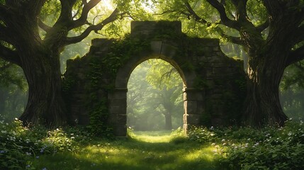Obraz premium Stone archway in a forest