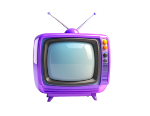 Retro purple television with antenna (1)