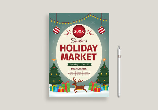 Christmas Holiday Market Event Flyer Layout