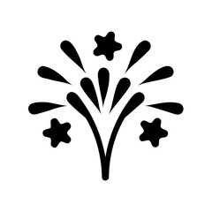 Celebratory fireworks bursting with stars and bright trails on white background art