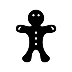 Simple black gingerbread man on white background, perfect for holiday designs