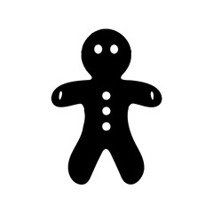 Silhouette of a Gingerbread Man with Buttons, Eyes, and No Facial Features
