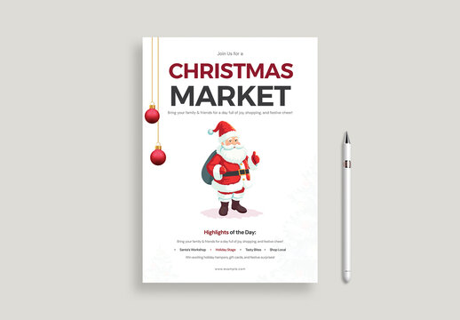 Santa Claus Christmas Holiday Market Flyer Template