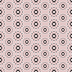seamless pattern with geometric, dots and circle, black white and pink