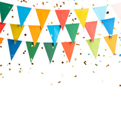 Vibrant illustration with colorful geometric ribbon patterns isolated on white background