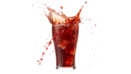 Refreshing drink splashes in a clear g