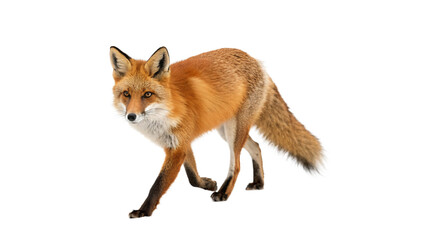 Fox walking gracefully through its natural habitat showcasing striking orange fur and alert demeanor