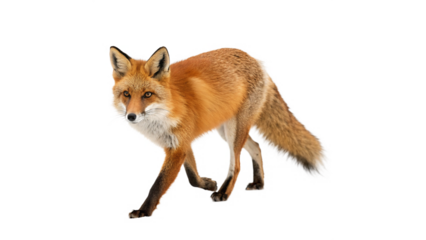 Fox walking gracefully through its natural habitat showcasing striking orange fur and alert demeanor