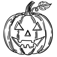 Halloween Pumpkin Line Art – Spooky Jack O Lantern Sketch