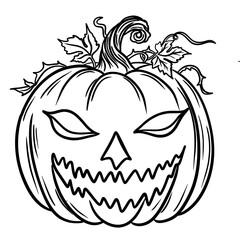 Halloween Pumpkin Line Art – Spooky Jack O Lantern Sketch