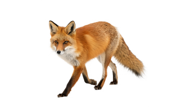 Fox walking gracefully through its natural habitat showcasing striking orange fur and alert demeanor