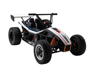 Off-road go-kart, white and black, aggressive design
