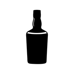 Silhouette of a whiskey bottle against a white background in high resolution