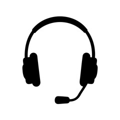 Black silhouette of a headset with microphone for customer service operator