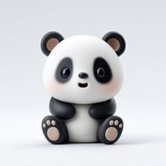 A panda bear is sitting on a white background