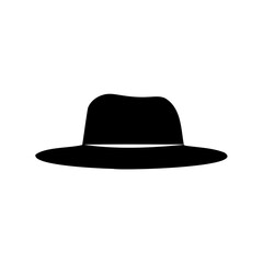 Silhouette of a Classic Fedora Hat Isolated on a White Background