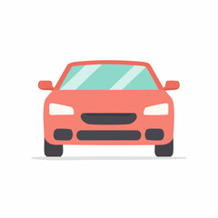 Fototapeta premium A front view of a red car with a clean, minimalist vector illustration style, perfect for automotive and design concepts
