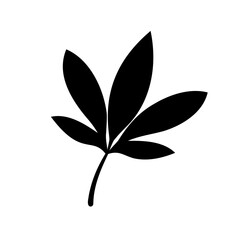 Stylized Single Leaf Vector Art with a Dark Color and Stem