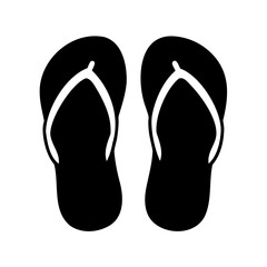 Pair of black flip flops on a white background perfect for summer