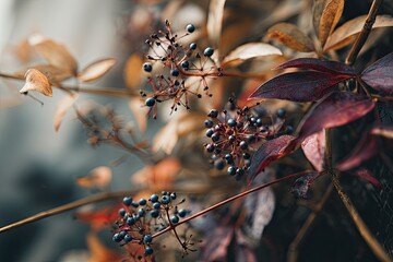 Autumnal berries and leaves