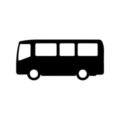 Black and white bus illustration for public transportation service usage