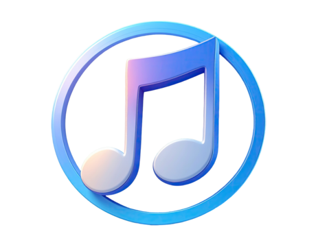 3D music note icon in a circle, pastel shades