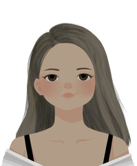 female character with multiple facial expressions _ digital illustration