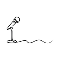 Minimalist microphone on stand with wavy cable