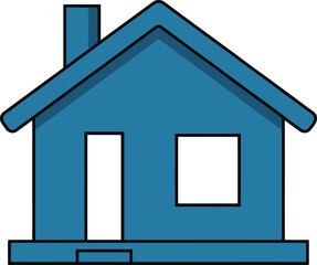 Simple Blue House Icon for Real Estate and Home Design Projects Illustration